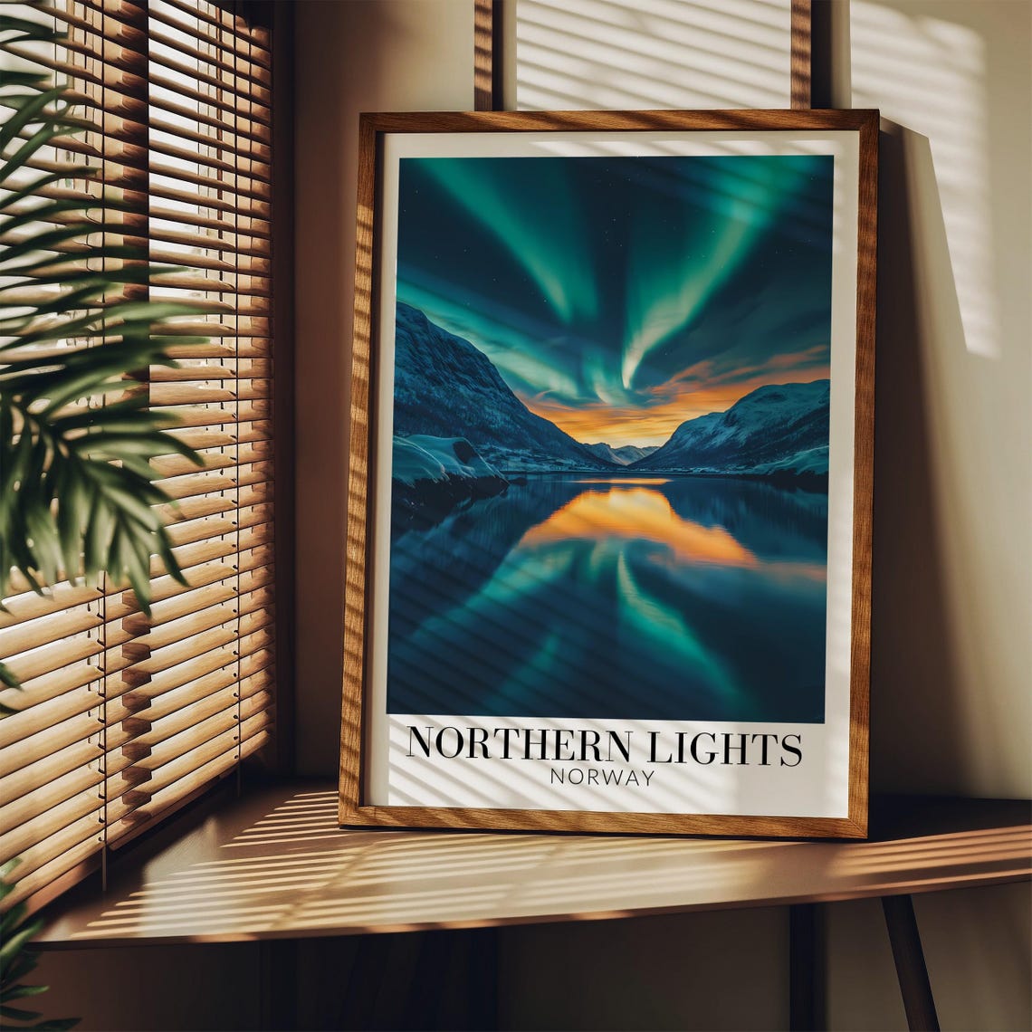 Norway Northern Lights Fjord Aurora Reflection Night Sky Poster - Image 3