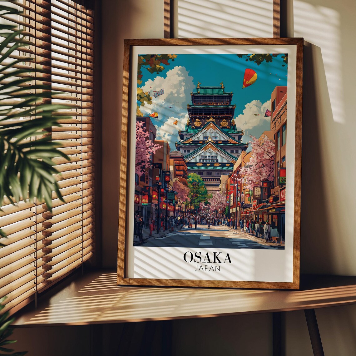 Osaka Japan Castle Cherry Blossom Street Festival Travel Poster - Image 4