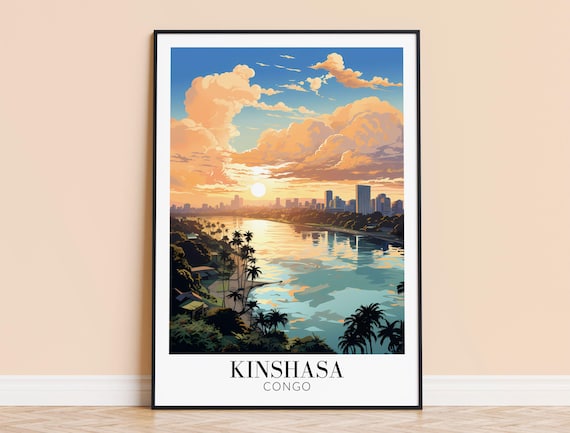 Kinshasa Print Dr Congo Travel Wall Art City Poster Framed Or Unframed Home Decor Wedding And Housewarming Gift Personalised