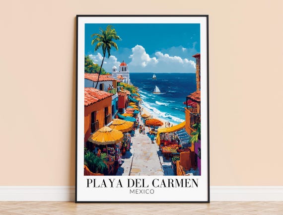 Playa Del Carmen Print Mexico Wall Art Poster Caribbean Home Decor Wedding Housewarming Gift Framed Or Unframed Personalised