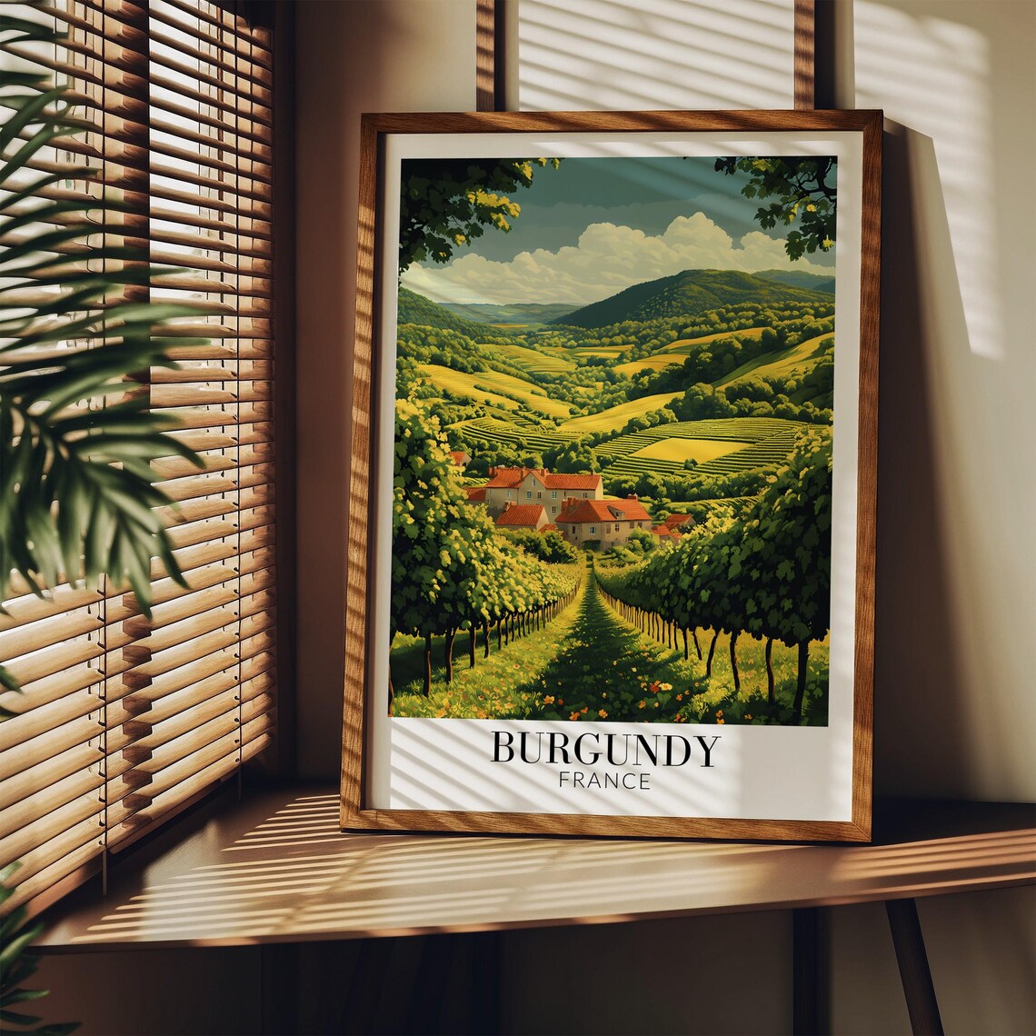 Burgundy France Bright Sunny Daytime Vineyard Village Valley Poster - Image 3