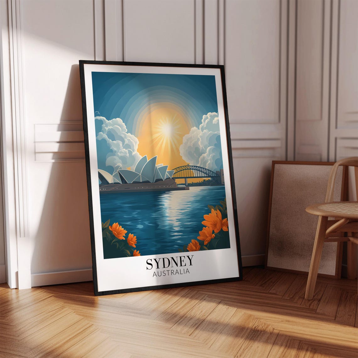 Sydney Opera House Sunrise Golden Harbour Water Reflection Poster - Image 2