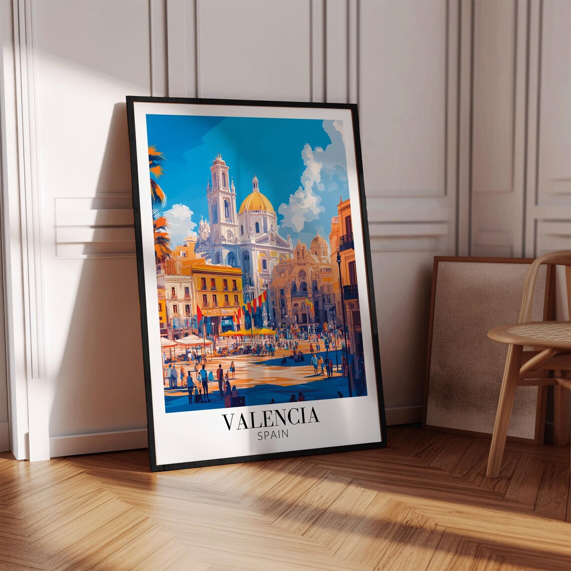 Valencia Spain Old Town Cathedral Plaza Festival Day Travel Poster - Image 3