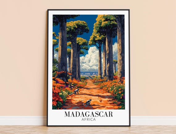 Madagascar Print Wall Art Poster Africa Travel Home Decor Wedding Housewarming Gift Framed Or Unframed Personalised