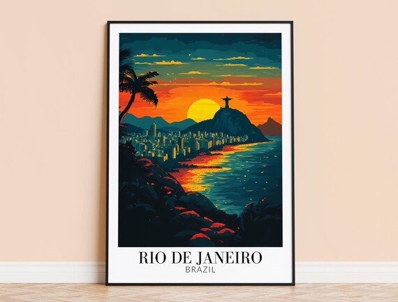 Rio de Janeiro Brazil Christ Redeemer Copacabana Sunset Poster