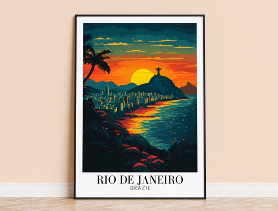 Rio De Janeiro Print Brazil Wall Art Poster Travel Home Decor Wedding Gift Framed Or Unframed Personalised