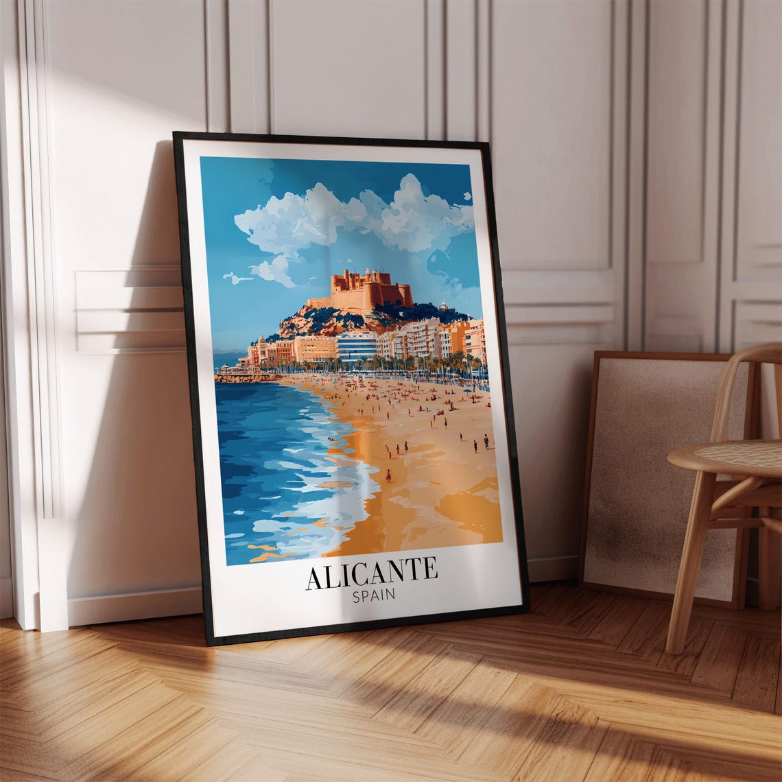 Alicante Spain Beach Santa Barbara Castle Coast Travel Poster - Image 3