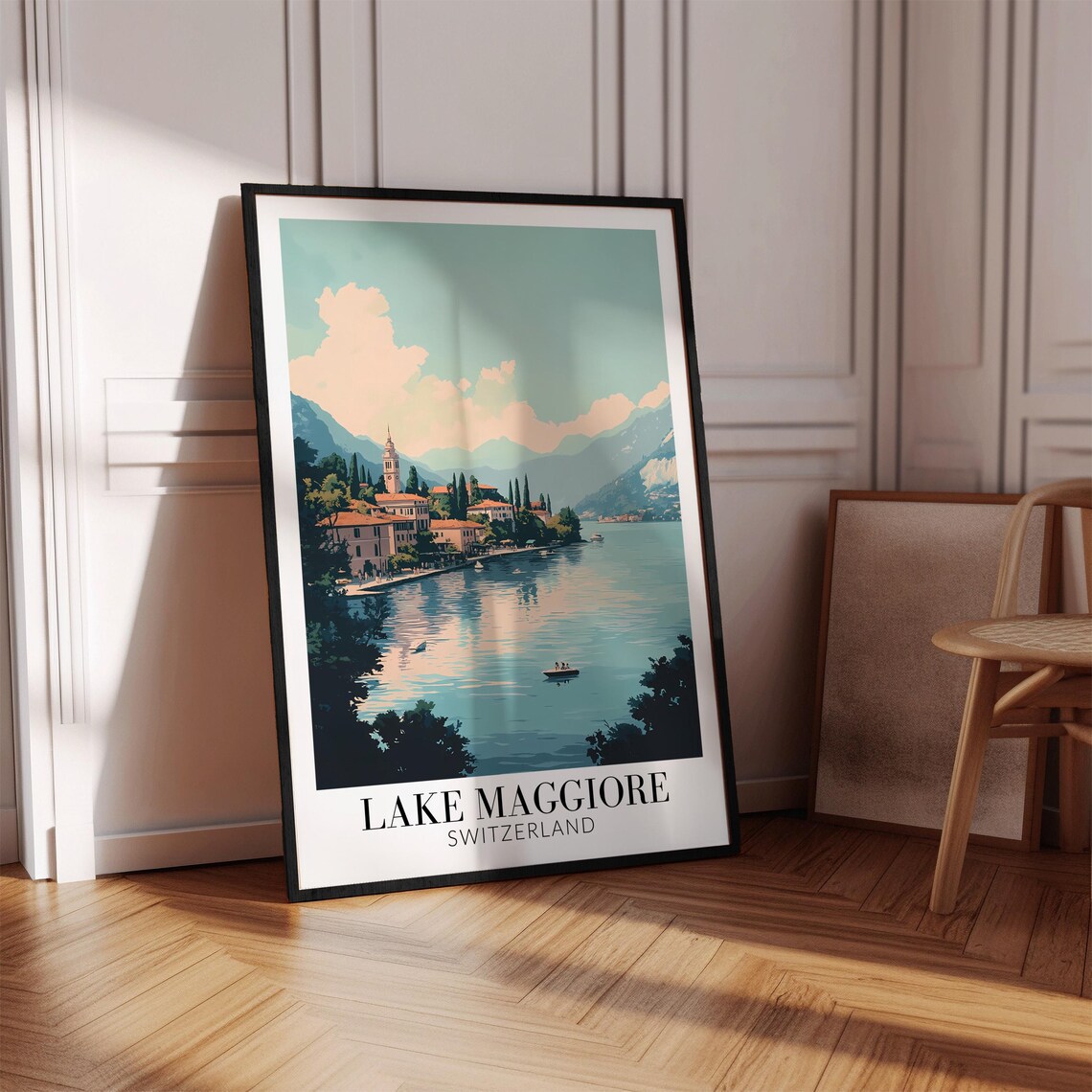 Lake Maggiore Evening Calm Water Lakeside Town Sunset Poster - Image 4