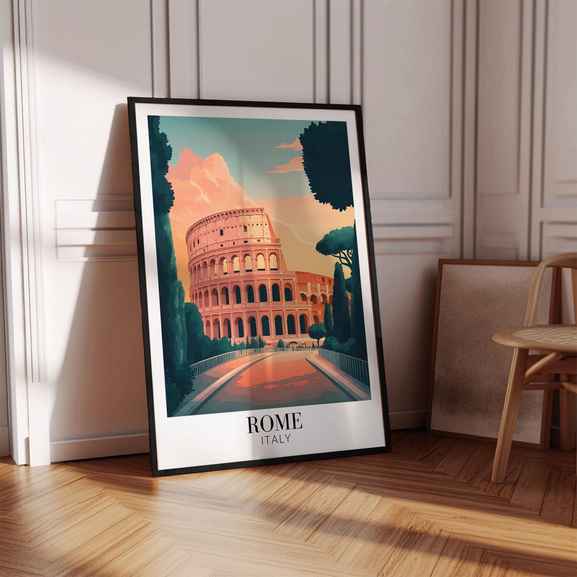 Rome Italy Colosseum Glowing In Warm Sunset Light Landmark Poster - Image 4