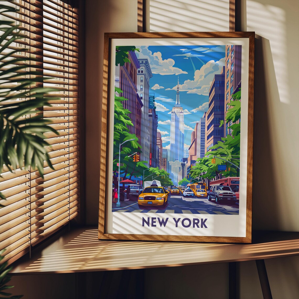 New York Empire State Building Midtown Street Taxi Travel Poster - Image 3