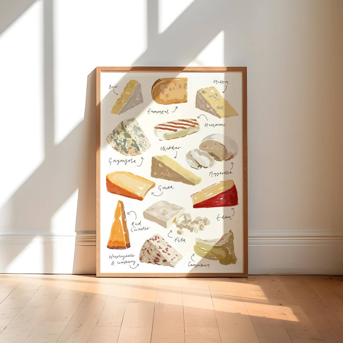 Cheese Art Print, Kitchen Aesthetic Decor