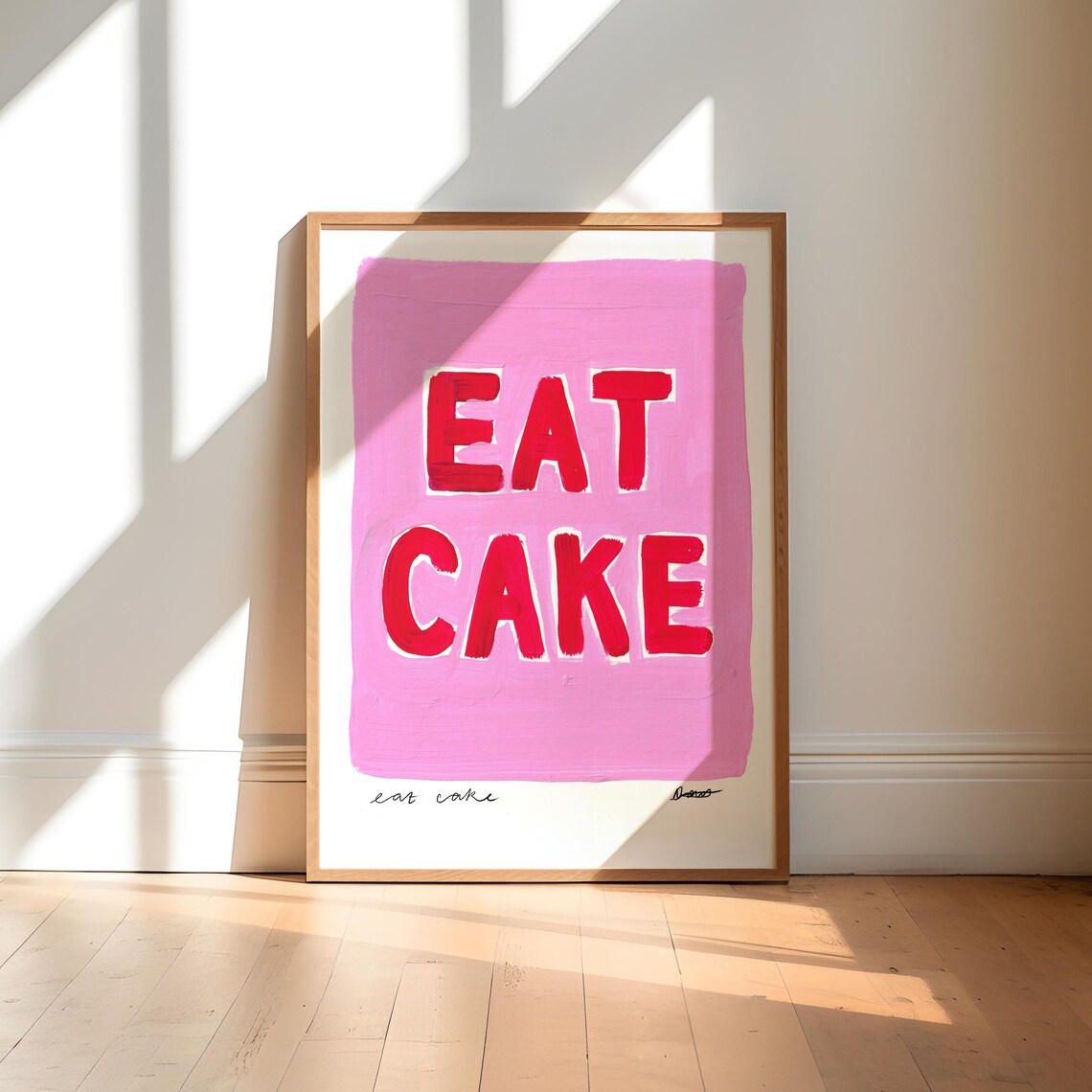Eat Cake Abstract Pink Dessert Art Print