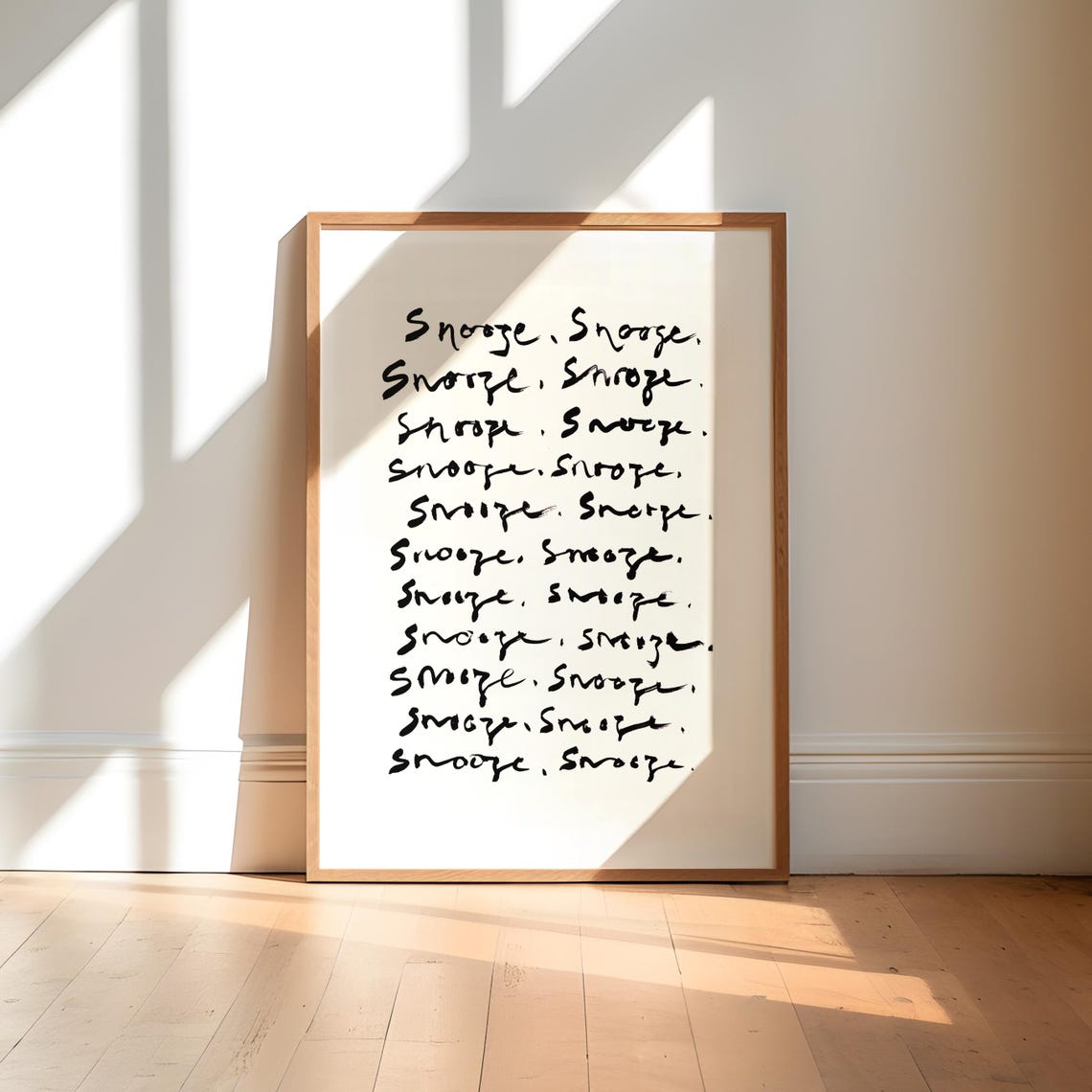 Snooze Art Print Hand Painted Typography Neutral Bedroom Decor
