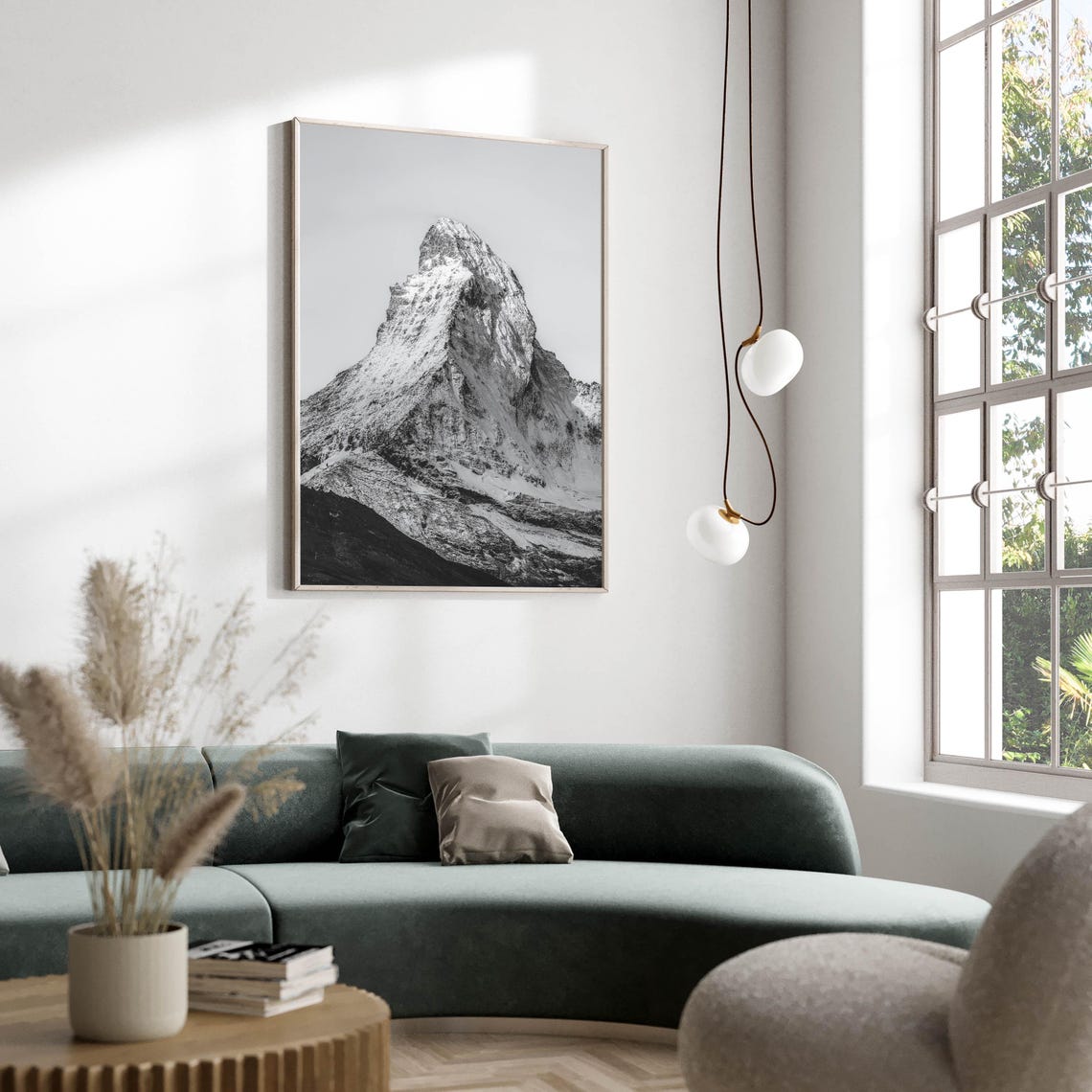 Matterhorn Snow Peak Black and White Alpine Mountain Photo Poster - Image 2