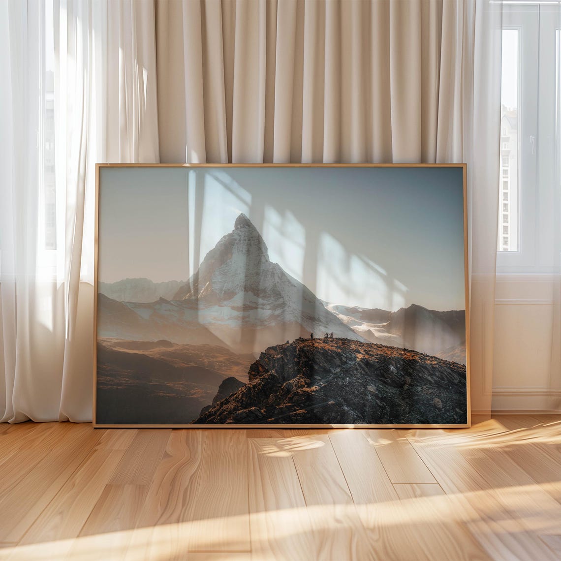 Hikers On Rocky Summit Ridge With Matterhorn Zermatt Alps Poster - Image 4