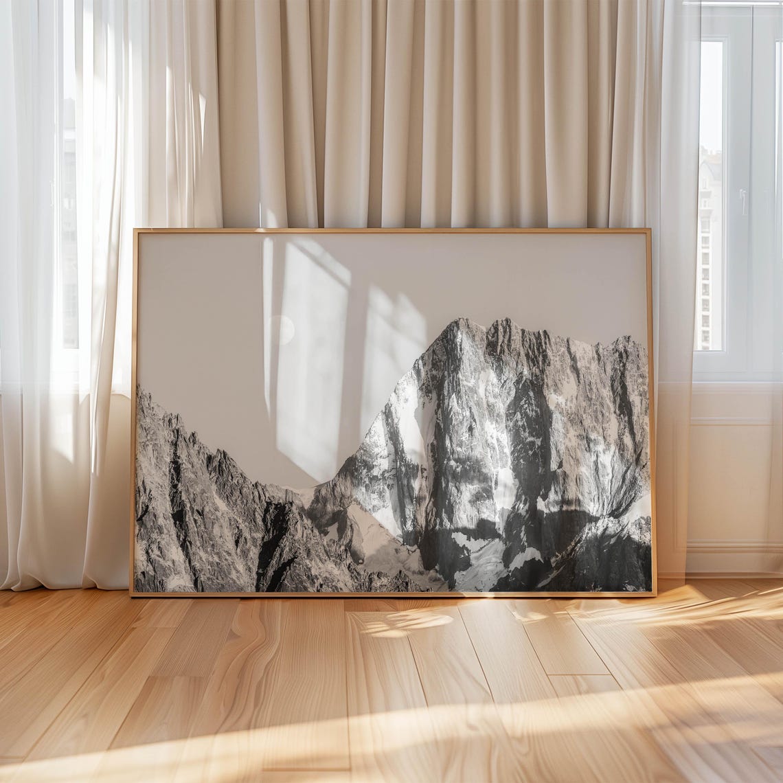 Grand Jorasses Massif Du Mt Blanc French Alps France Black And White Mountain Photography Wall Art Print Nature Wall Art - Image 4