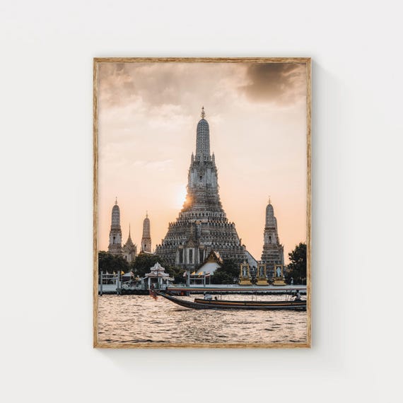 Wat Arun Sunset Bangkok Thailand Fine Art Photography Wall Art Print Buddhist Temple Photography Print Thai Wall Decoration