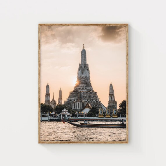 Wat Arun Sunset Bangkok Thailand Riverside Temple River Poster