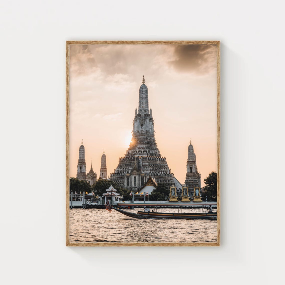 Wat Arun Sunset Bangkok Thailand Riverside Temple River Poster