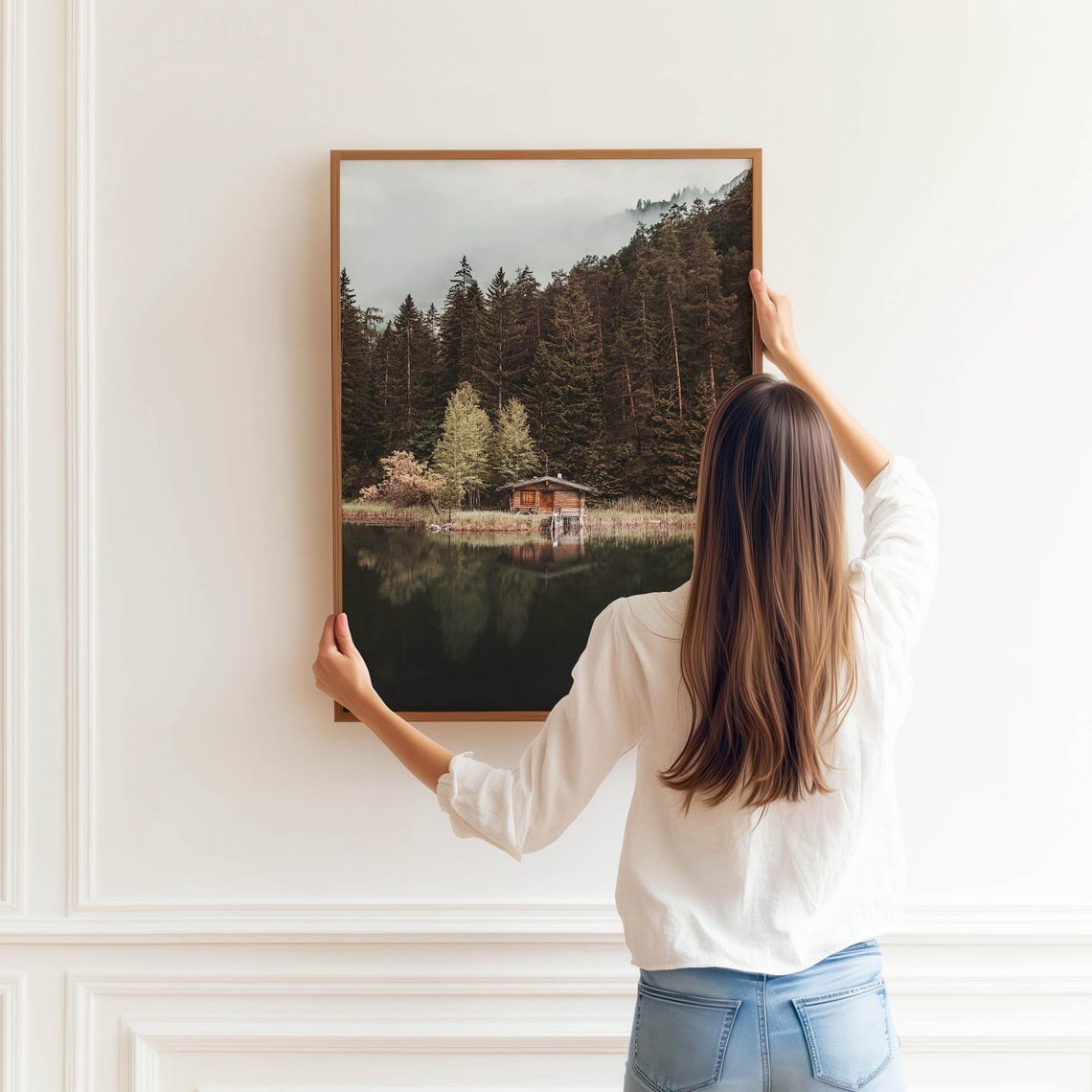 Mittersee Cabin Dark Lake Misty Forest Austria Reflection Poster - Image 3