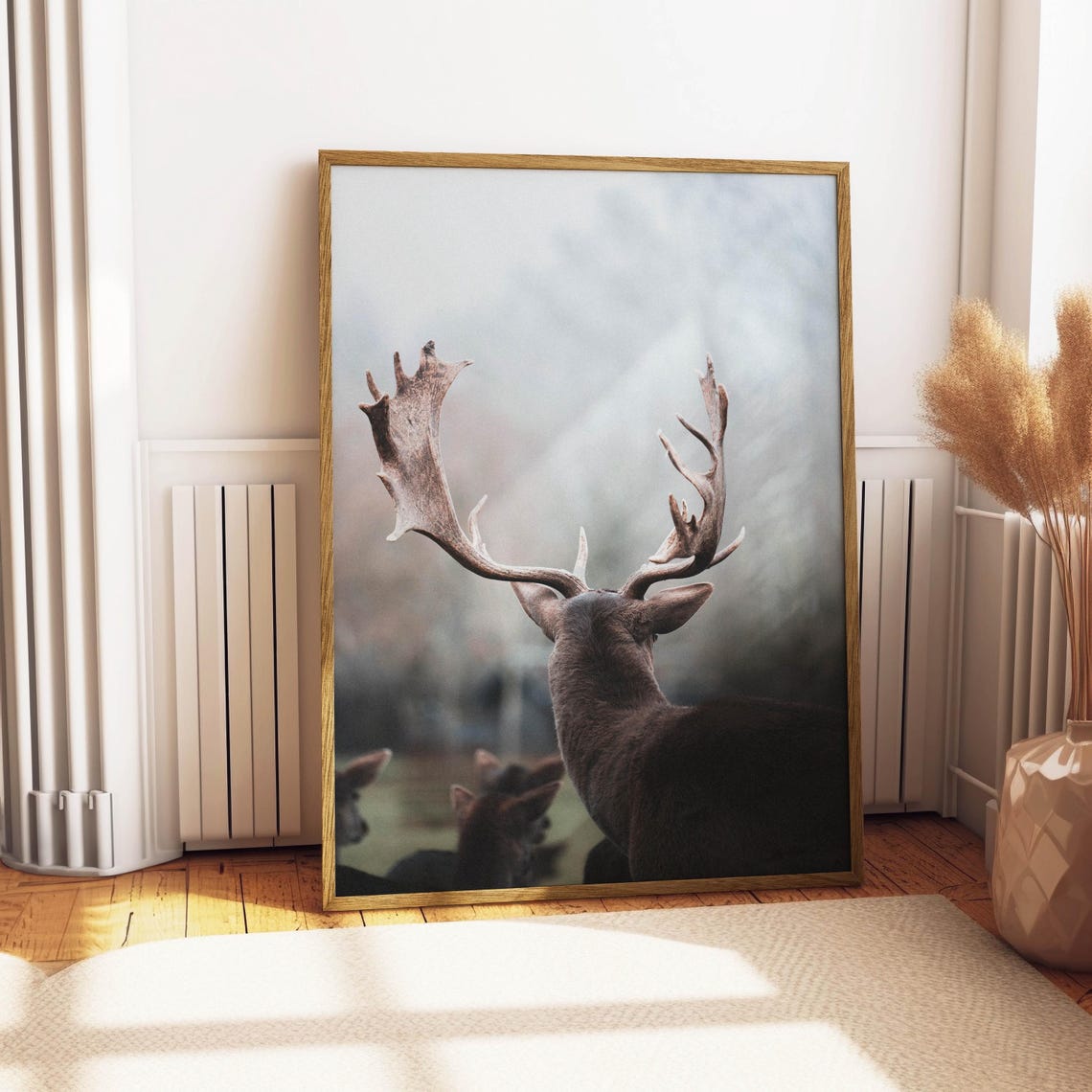 Fallow Deer Stag with Grand Antlers Misty Wildlife Photo Poster - Image 4
