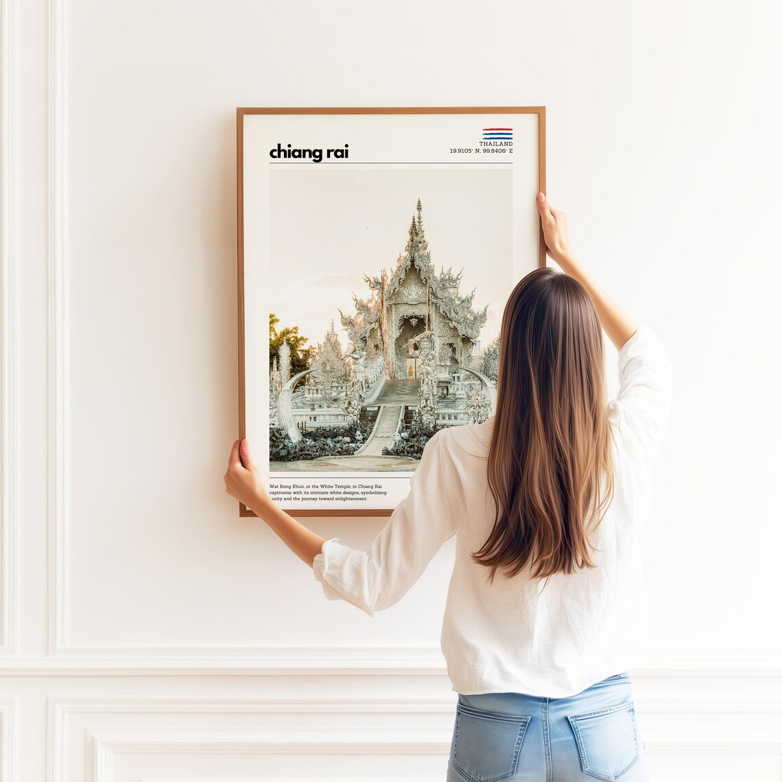 Wat Rong Khun White Temple Chiang Rai Thailand Intricate Travel Poster - Image 2