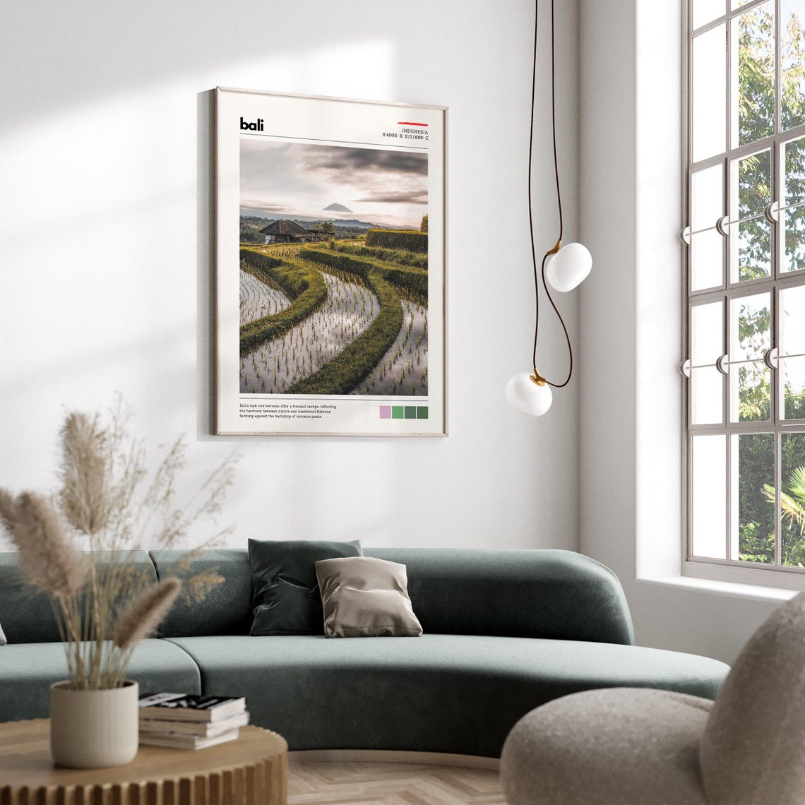 Bali Rice Terraces With Volcanic Peak Lush Indonesia Travel Poster - Image 5