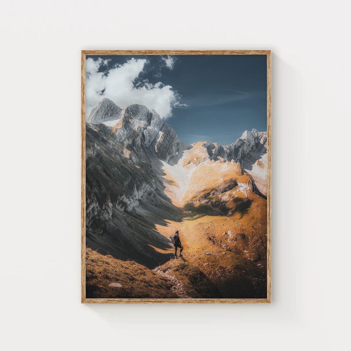 Lone Hiker On High Appenzell Ridge Dramatic Swiss Alpine Peaks Poster