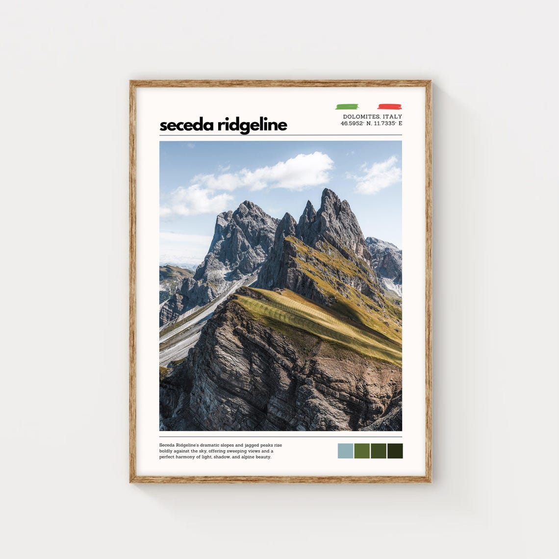 Seceda Ridgeline Dolomites Italy Jagged Alpine Peaks Travel Poster - Image 5