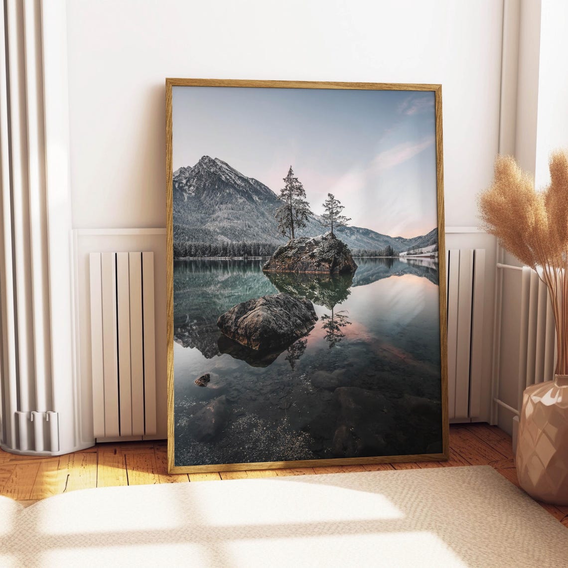Alpine Lake Island Reflection at Dawn Mountain Photography Poster - Image 4