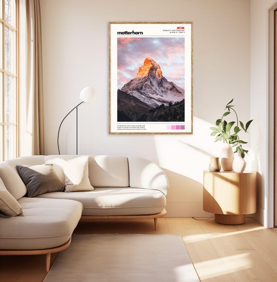 Matterhorn Wall Art Print Zermatt Poster Swiss Alps Decor Mountain Peak Landscape Switzerland Travel Art Sunrise Alpine Photography