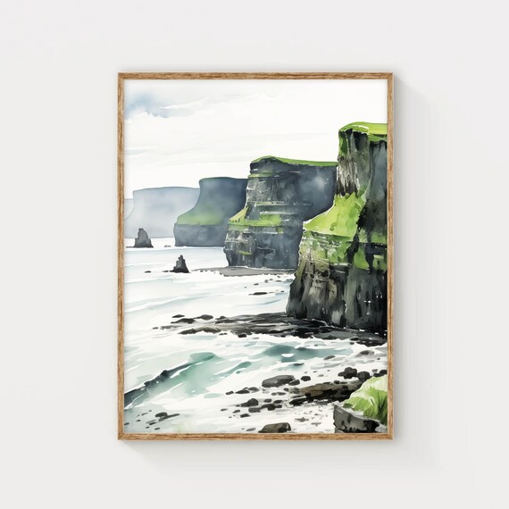 Cliffs Of Moher Watercolour Modern Wall Art Living Room Poster Bedroom Art Ireland Wall Decor New Home Gift Idea Irish Art