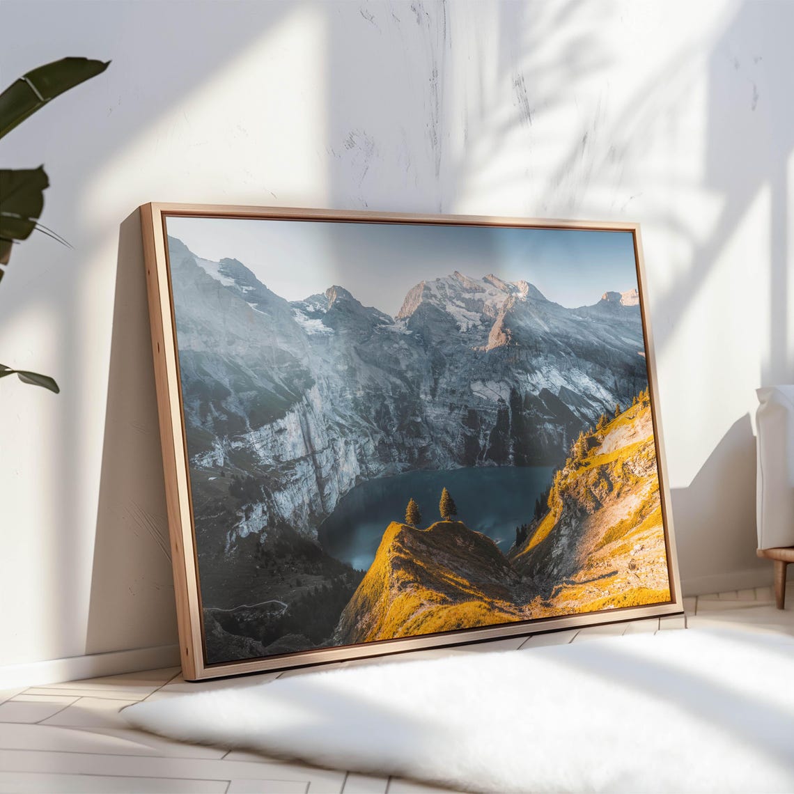 Alpine Lake With Two Lone Pines Golden Ridge Sunset Photo Poster - Image 3