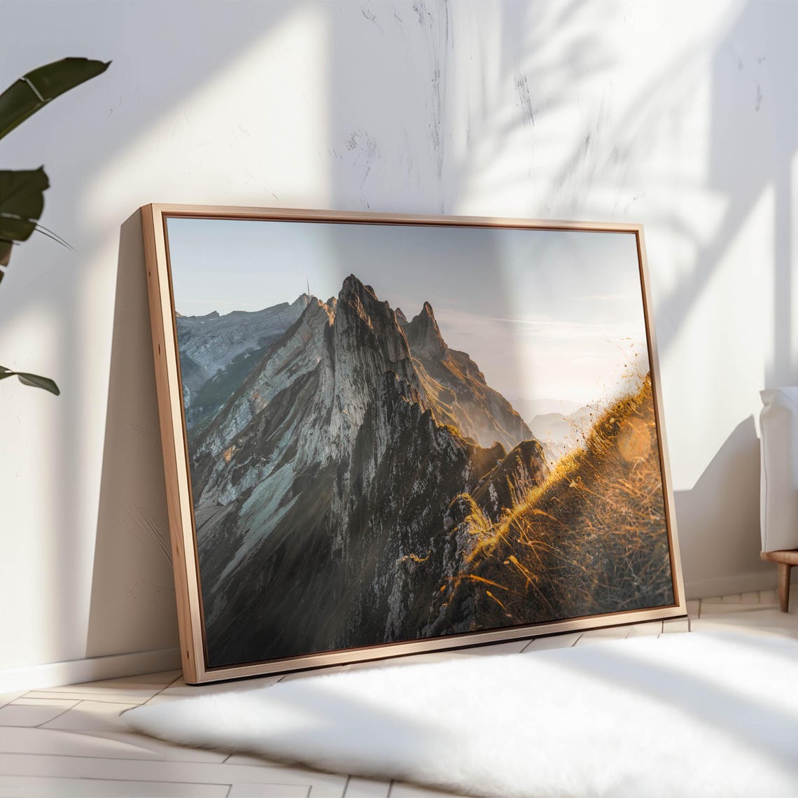 Dramatic Alpine Rocky Peaks Bathed in Warm Evening Light Poster - Image 3