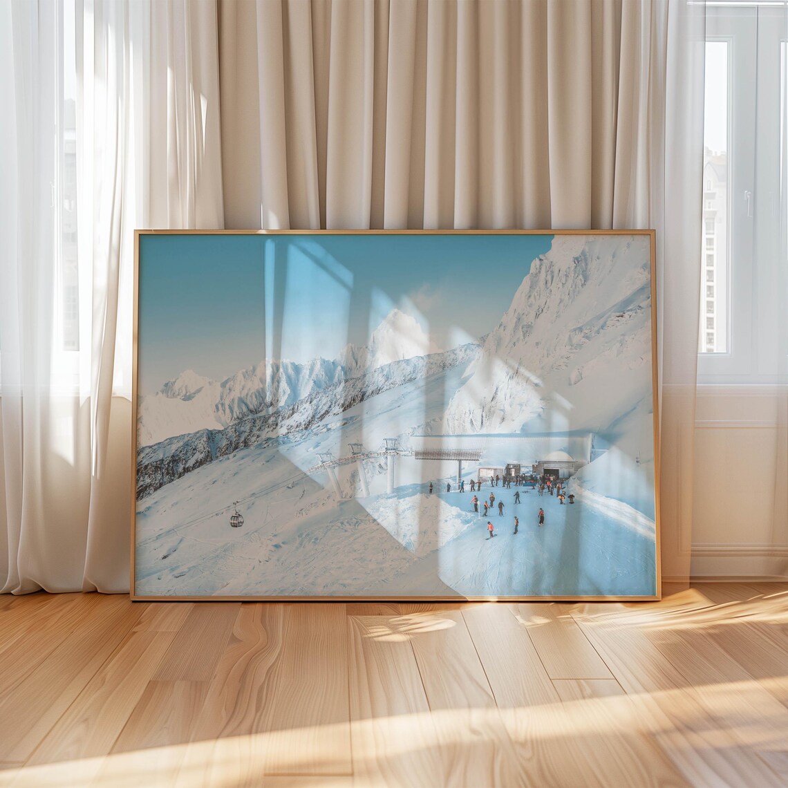 Alpine Ski Slope Gondola Lift Bluebird Day Skiers Winter Poster - Image 4