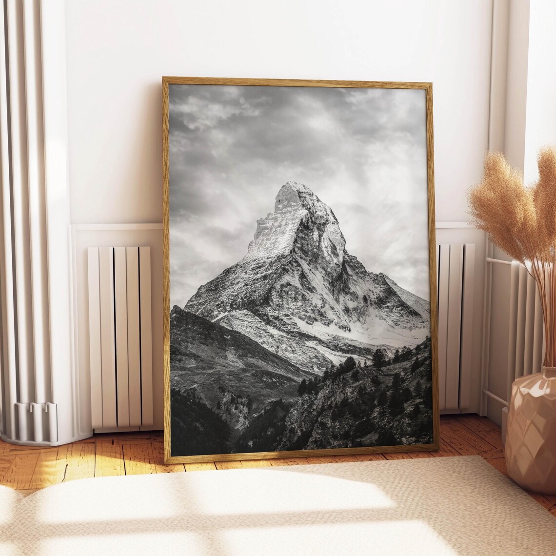 Matterhorn Zermatt Swiss Alps Black And White Art Print - Image 4