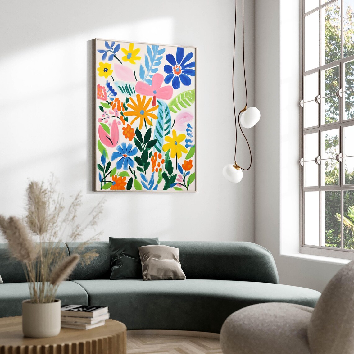 Colorful Modern Floral Illustration Bright Flower Garden Art Poster - Image 2