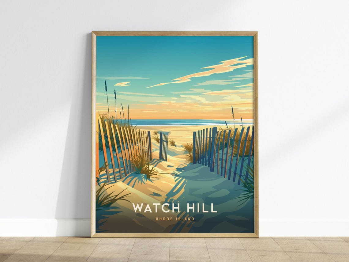Watch Hill Rhode Island Beach Path Vintage Coastal Travel Poster