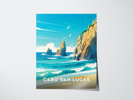 Cabo San Lucas Mexico El Arco Rock Formation Beach Travel Poster