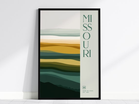 Missouri Minimalist Framed Print Modern Abstract Ozarks Art