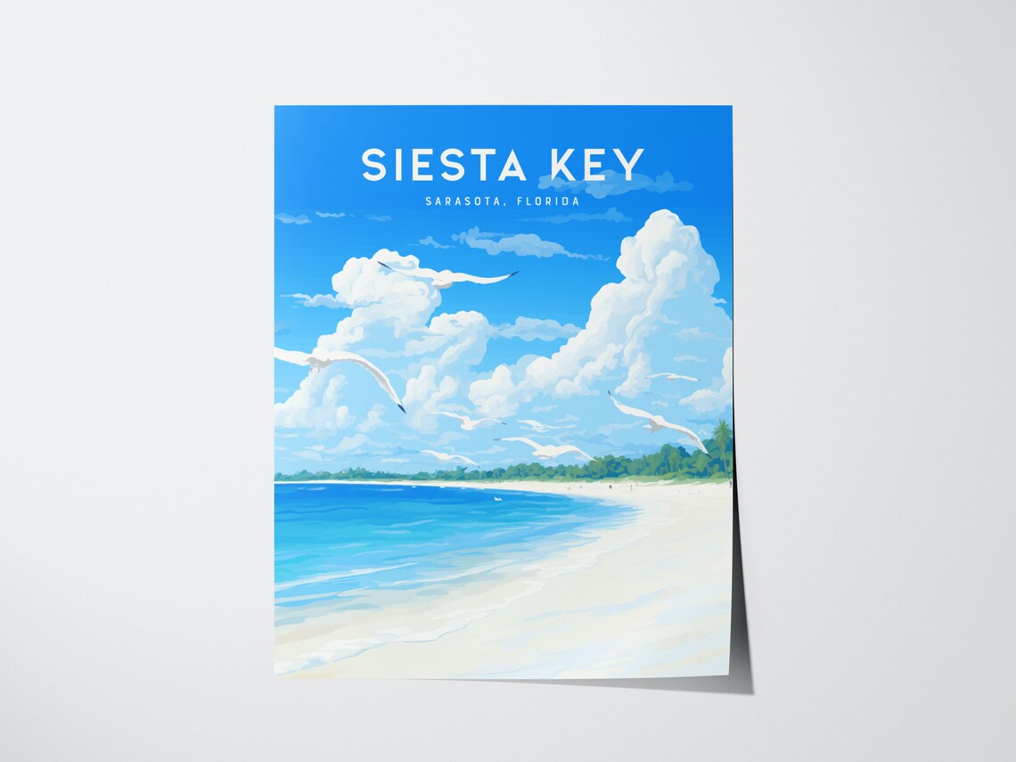 Siesta Key Beach Travel Poster, Sarasota Florida