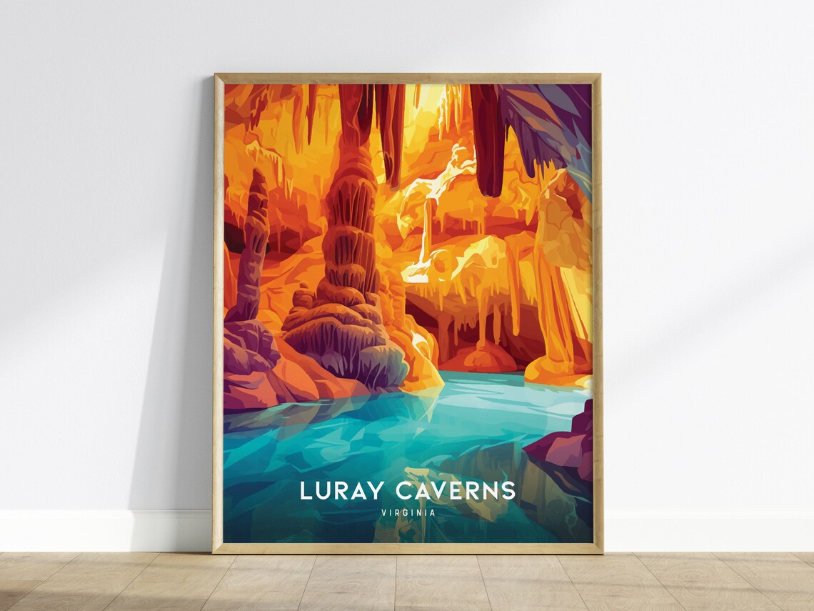 Luray Caverns Virginia Travel Poster, Cave Formations