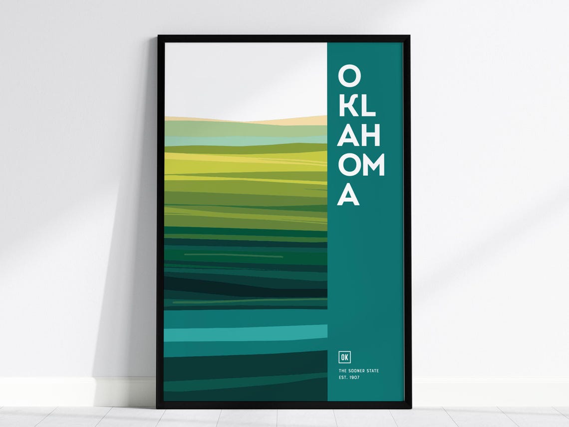 Oklahoma Abstract Art Print Minimalist Home Decor