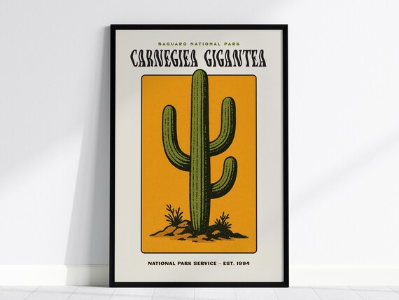 Saguaro National Park Carnegiea Gigantea Cactus Vintage Travel Poster