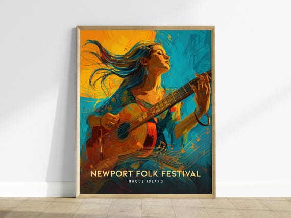 Newport Folk Festival Art Print Rhode Island Guitar Poster
