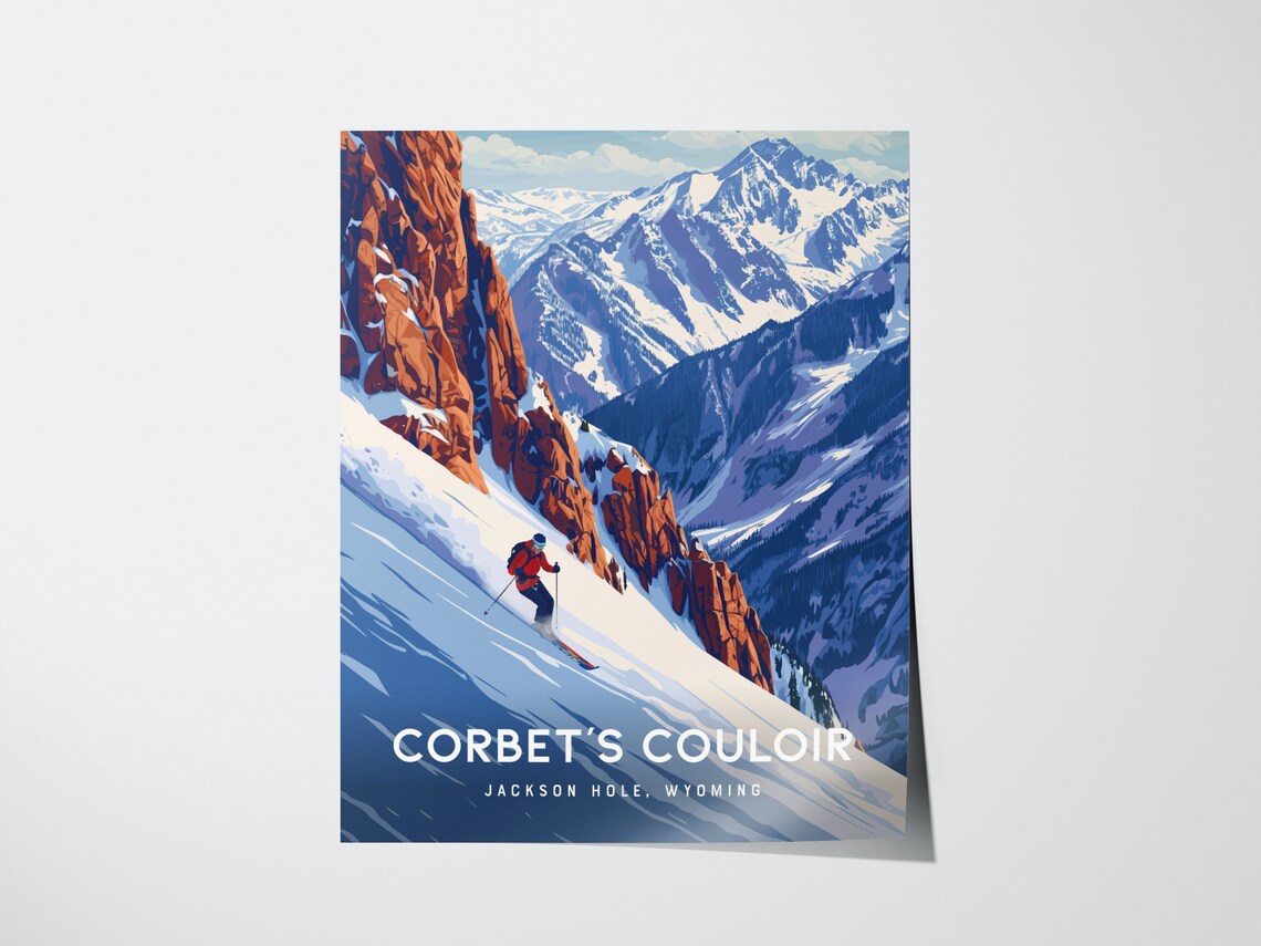 Corbets Couloir Jackson Hole Wyoming Skiing Mountain Steep Run Poster