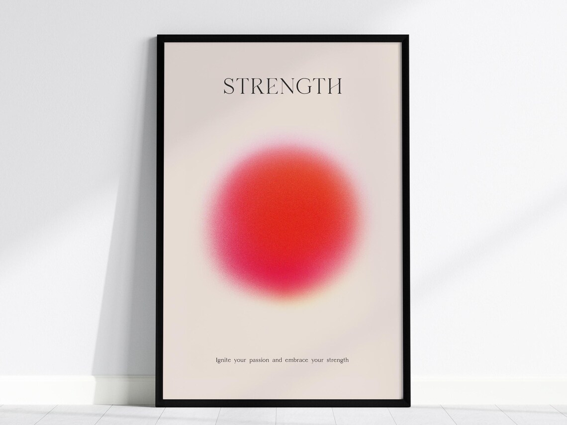 Strength Minimalist Red Orange Gradient Aura Motivational Poster