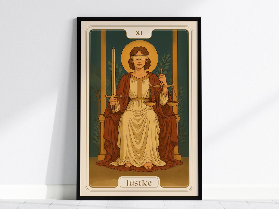Justice Tarot Card Art Nouveau Art Print