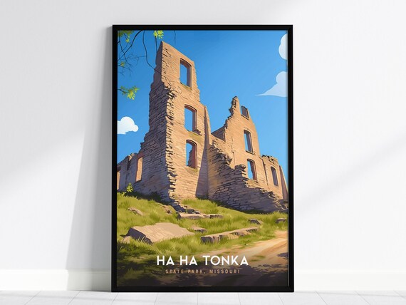 Ha Ha Tonka State Park Missouri Stone Castle Ruins Travel Poster
