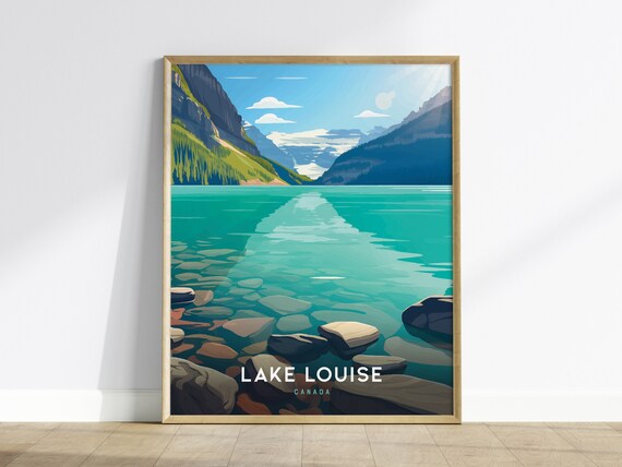 Vintage Lake Louise Canada Turquoise Mountain Lake Travel Poster